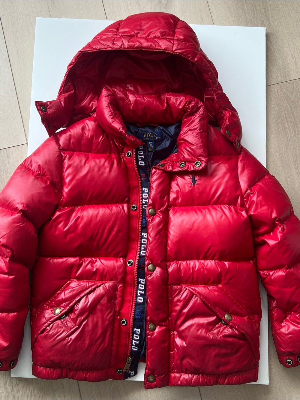 Polo Ralph Lauren Boys Hooded Down Coat Red Size 8